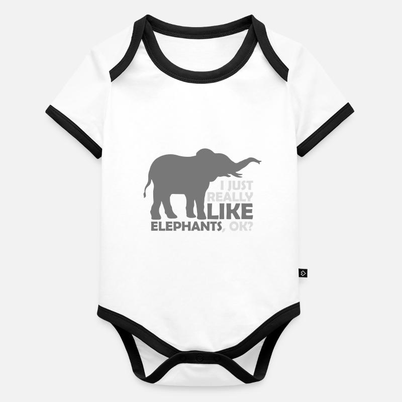 Zitat really like elephants Baby Bio-Kurzarm-Kontrastbody
