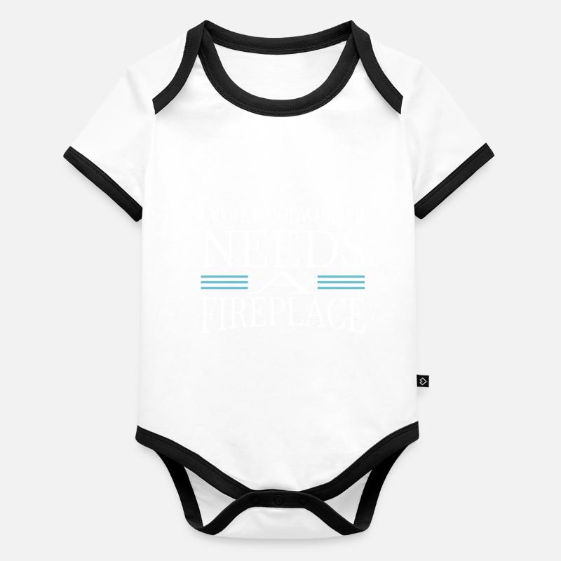 menuisier en bois drôle idée de cadeau Body Bébé bio contrasté manches courtes