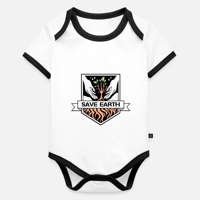 Save earth Baby Bio-Kurzarm-Kontrastbody