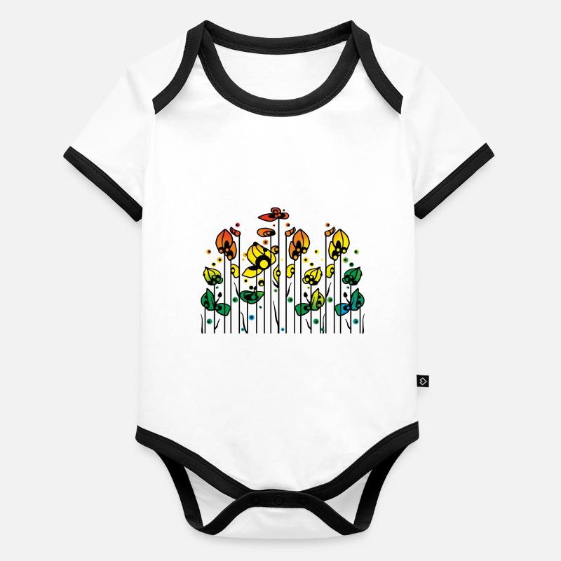 Fleur Body Bébé bio contrasté manches courtes