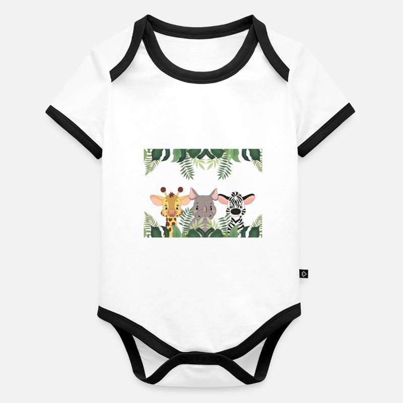 Faune Body Bébé bio contrasté manches courtes