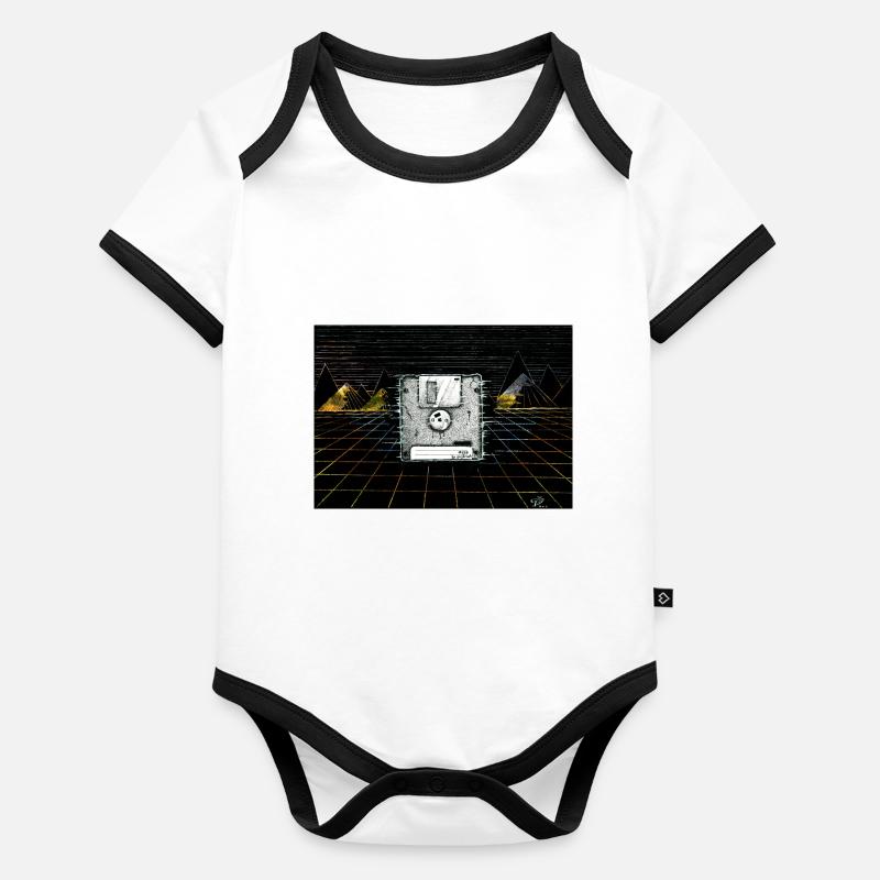 Retro Disc Baby Bio-Kurzarm-Kontrastbody