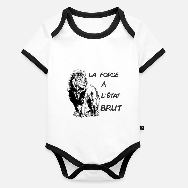 lion la force à l etat brut Body Bébé bio contrasté manches courtes