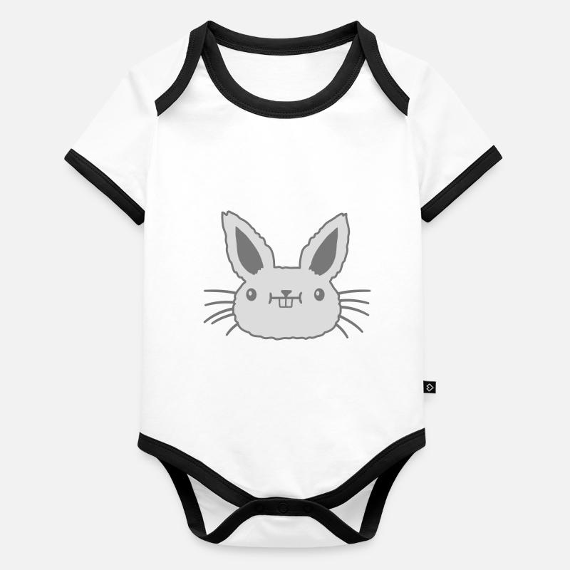 Petit visage de lapin kawaii Body Bébé bio contrasté manches courtes