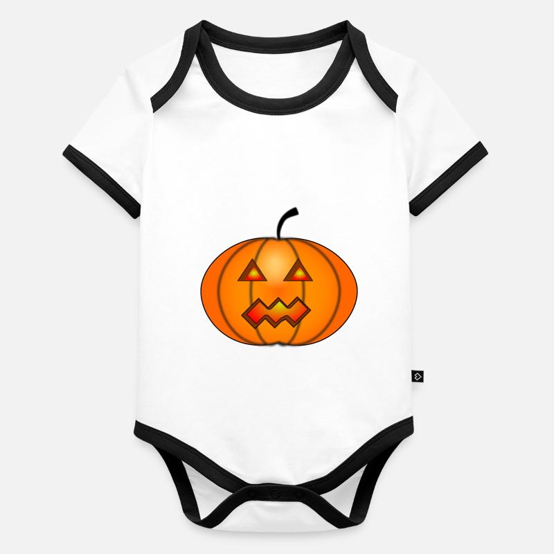 Halloween Pumpkin Head Organic Baby Contrasting Bodysuit