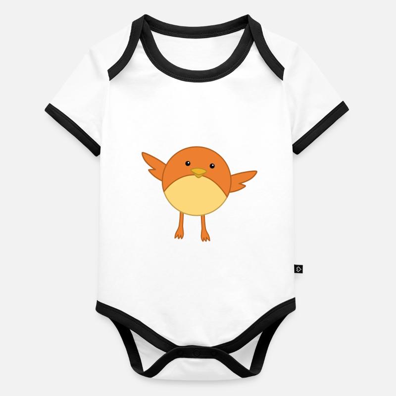Oiseau Orange Cute Body Bébé bio contrasté manches courtes