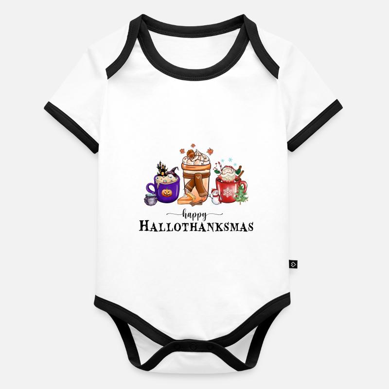 Frohe Hallothanksmas Baby Bio-Kurzarm-Kontrastbody
