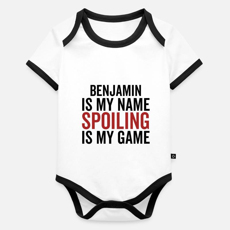 Benjamin est mon nom Spoiler est mon jeu Body Bébé bio contrasté manches courtes
