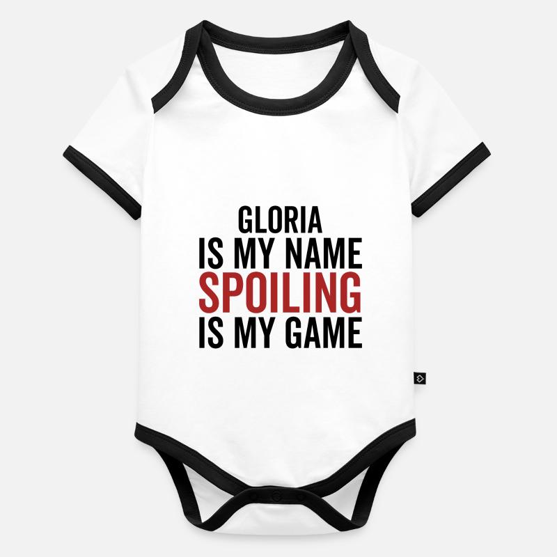 Gloria est mon nom Spoiling est mon jeu Body Bébé bio contrasté manches courtes