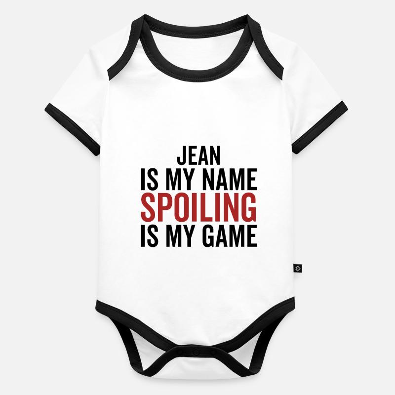 Jean est mon nom Spoiler est mon jeu Body Bébé bio contrasté manches courtes