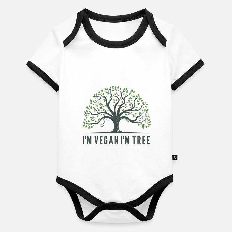 I M VEGAN I M TREE Body Bébé bio contrasté manches courtes