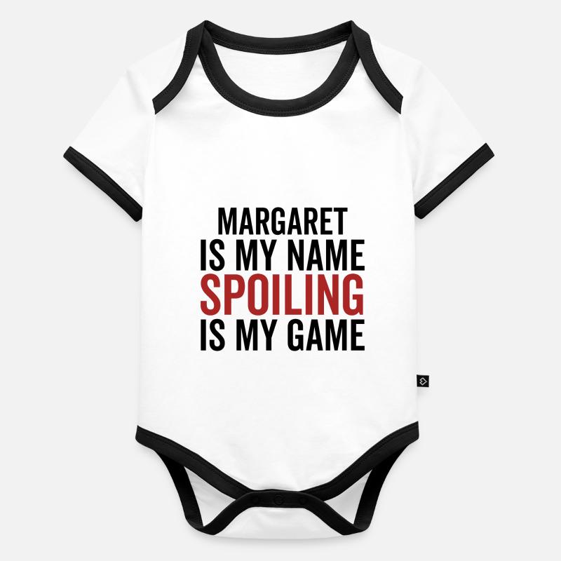 Margaret est mon nom Spoiler est mon jeu Body Bébé bio contrasté manches courtes