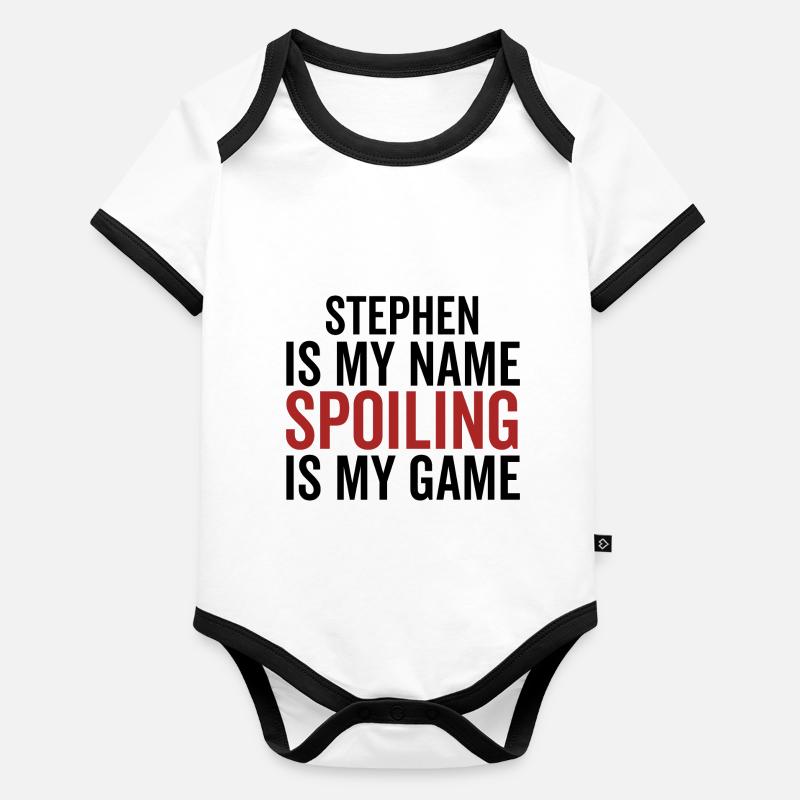 Stephen est mon nom Spoiling est mon jeu Body Bébé bio contrasté manches courtes