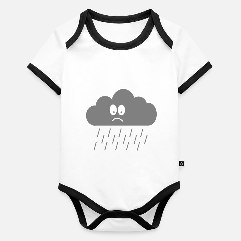 Triste visage de nuage Body Bébé bio contrasté manches courtes