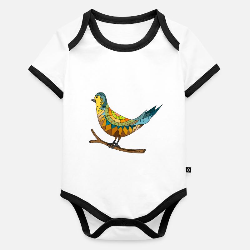 Vogel Baby Bio-Kurzarm-Kontrastbody