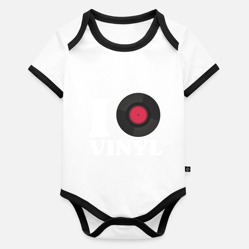 J’adore le vinyle Design pour un amoureux du format vinyle Body Bébé bio contrasté manches courtes