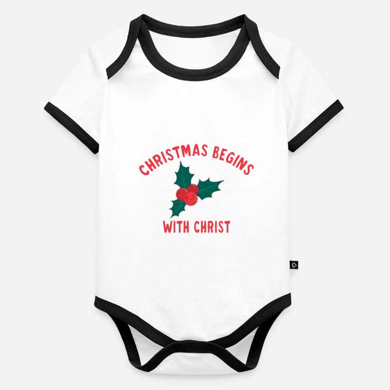 Christmas Begins With Christ branche de gui Body Bébé bio contrasté manches courtes