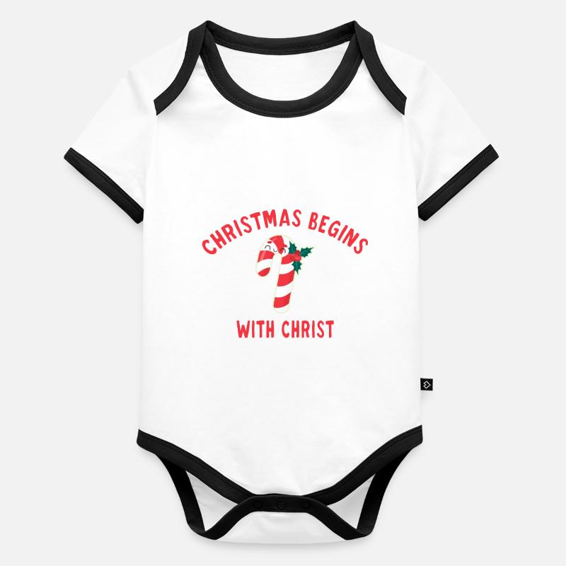 Christmas Begins With Christ sucre d'orge Body Bébé bio contrasté manches courtes