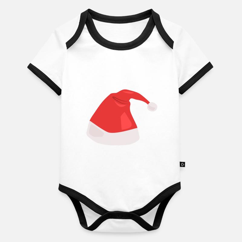 Chapeau de Noël Body Bébé bio contrasté manches courtes
