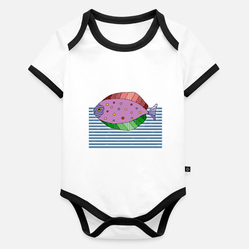 Poisson Body Bébé bio contrasté manches courtes