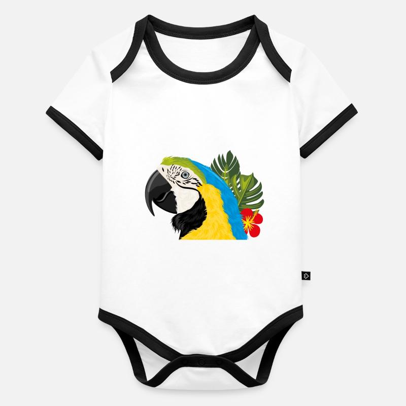 Perroquet ara Body Bébé bio contrasté manches courtes