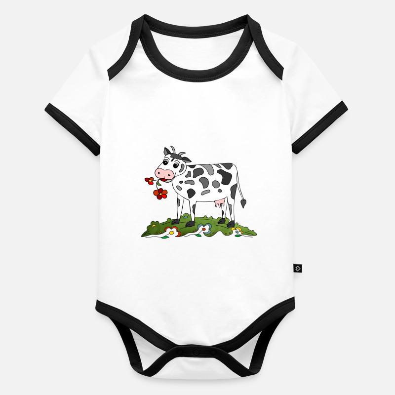 Cow Organic Baby Contrasting Bodysuit