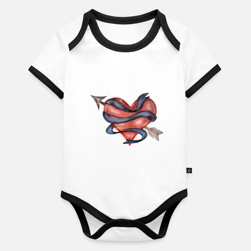 Coeur flèche ruban Body Bébé bio contrasté manches courtes