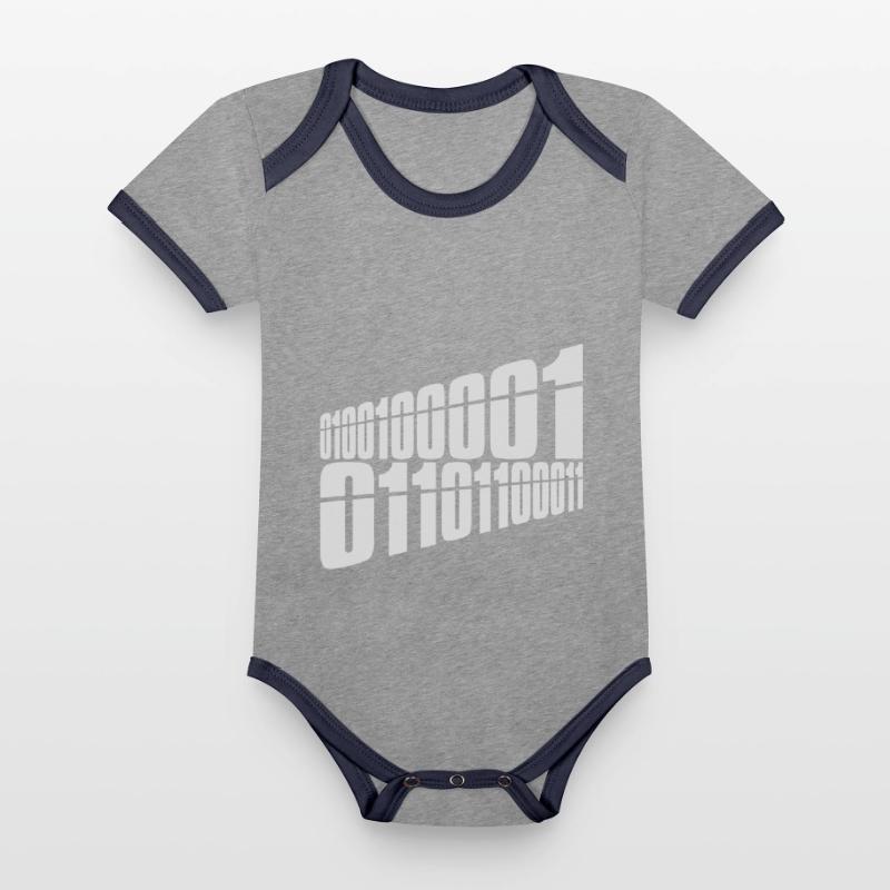 Langage de programme de code binaire Body Bébé bio contrasté manches courtes