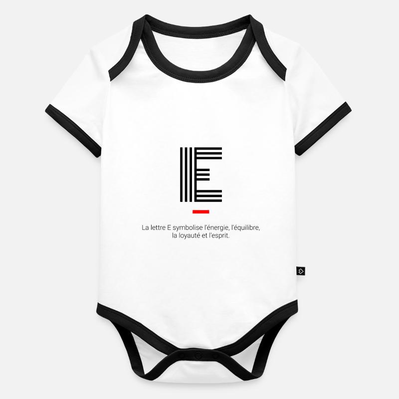 Lettre E Body Bébé bio contrasté manches courtes