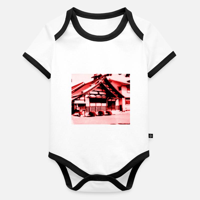 Tempel in Nara, Japan. Baby Bio-Kurzarm-Kontrastbody