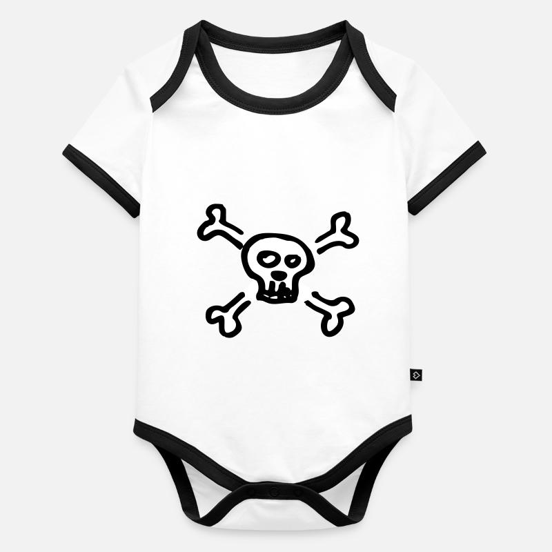 pirate skull Body Bébé bio contrasté manches courtes