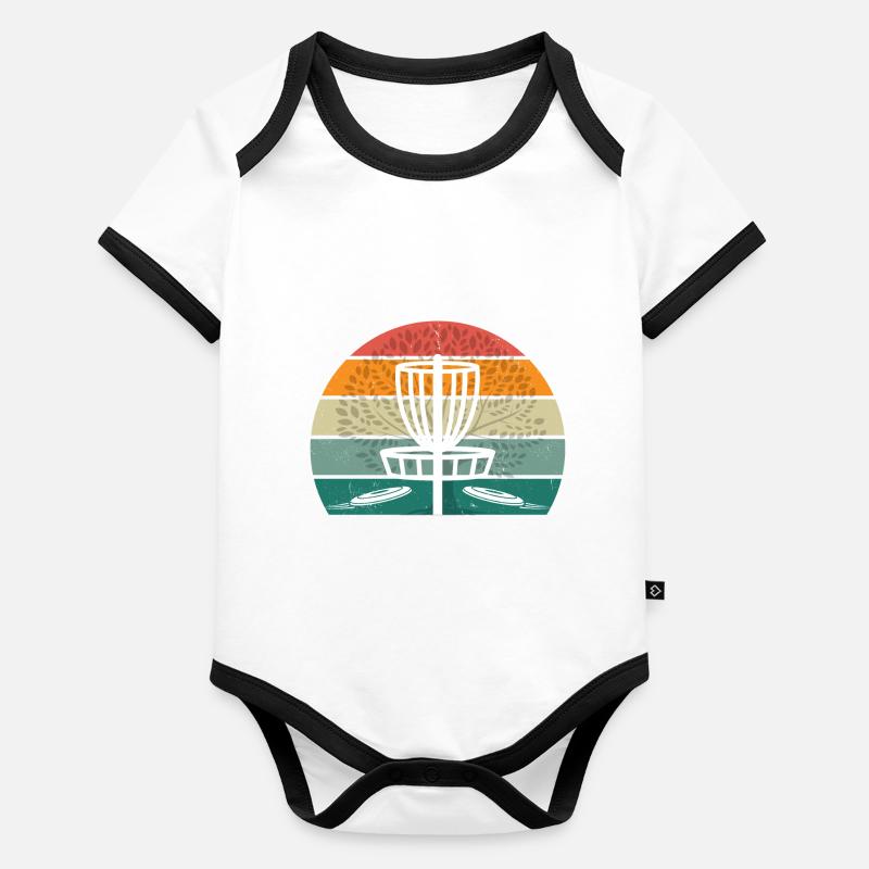 Vintage Disc Golf Sunset Retro Body Bébé bio contrasté manches courtes