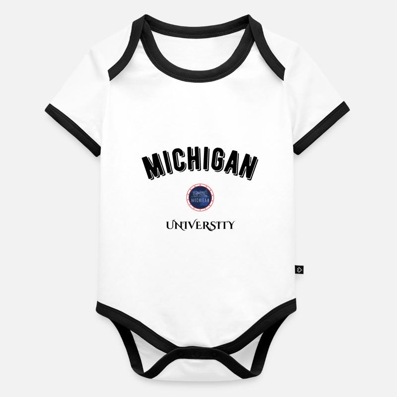 michigan université Body Bébé bio contrasté manches courtes