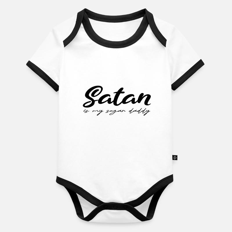 Satan sugar daddy drôle disant noir Body Bébé bio contrasté manches courtes