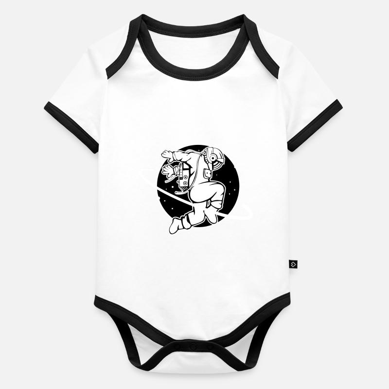 Cosmonaute Body Bébé bio contrasté manches courtes