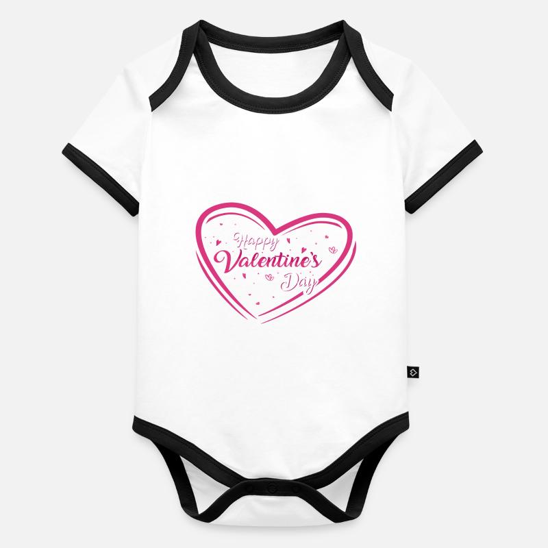 Joyeuse Saint-Valentin Body Bébé bio contrasté manches courtes