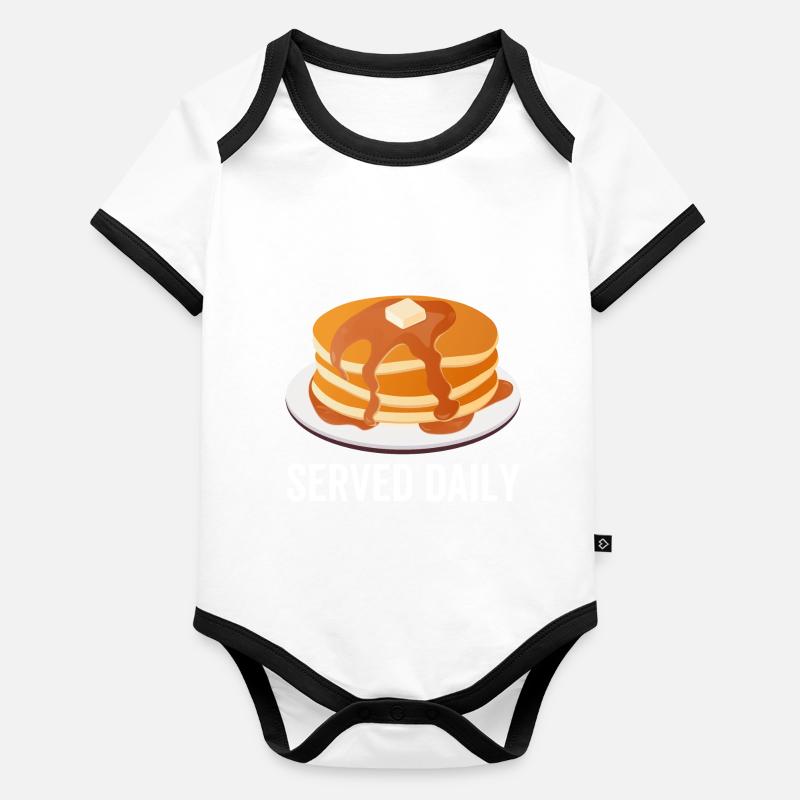 Pancakes Served Daily Organic Baby Contrasting Bodysuit