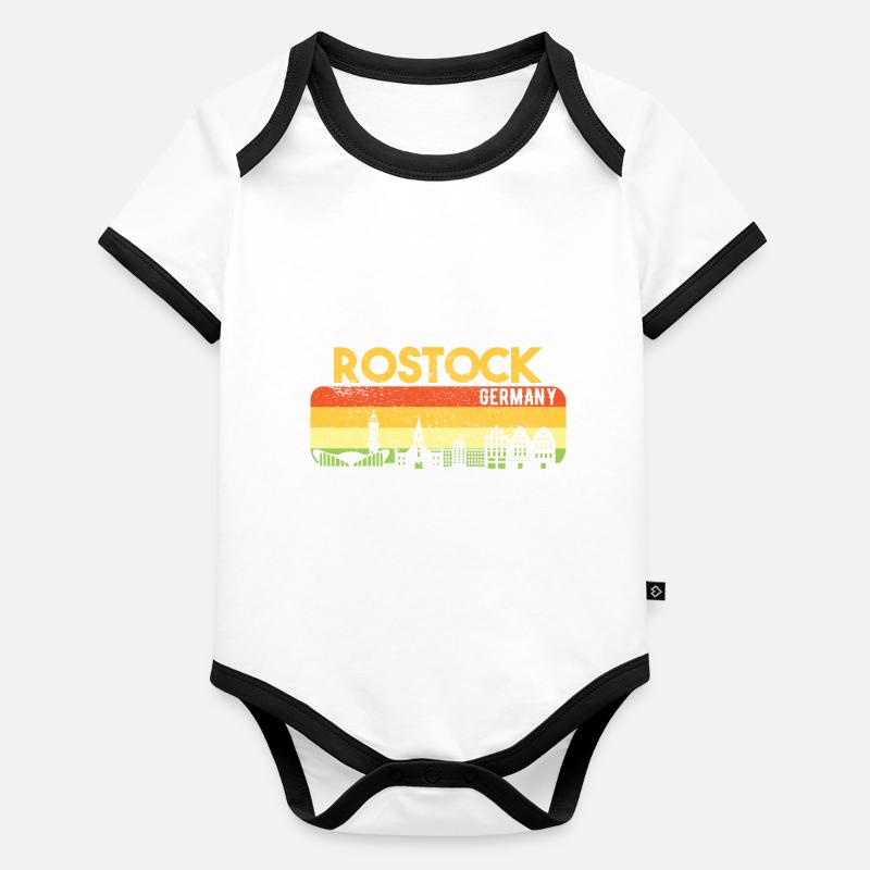 Rostock Rostocker Skyline Geschenk Baby Bio-Kurzarm-Kontrastbody