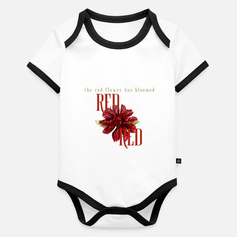 La fleur rouge Body Bébé bio contrasté manches courtes