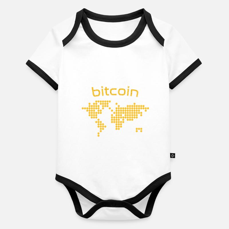 The Global Movement: Bitcoin World Map Body Bébé bio contrasté manches courtes