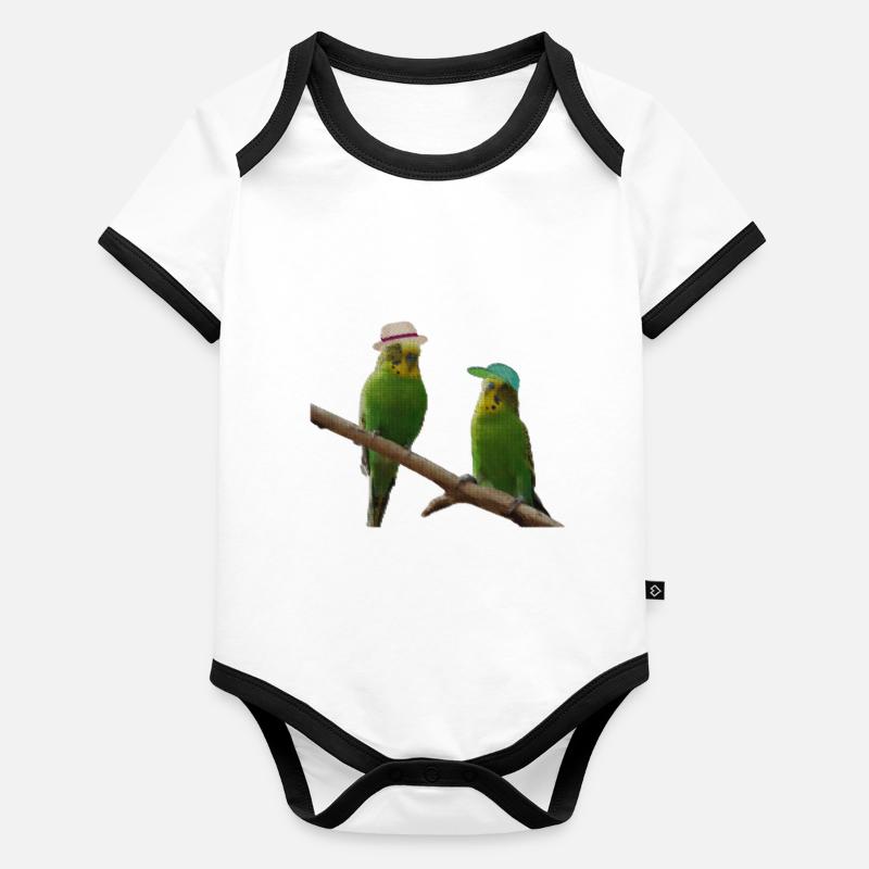 Budgerigar pixel point Body Bébé bio contrasté manches courtes