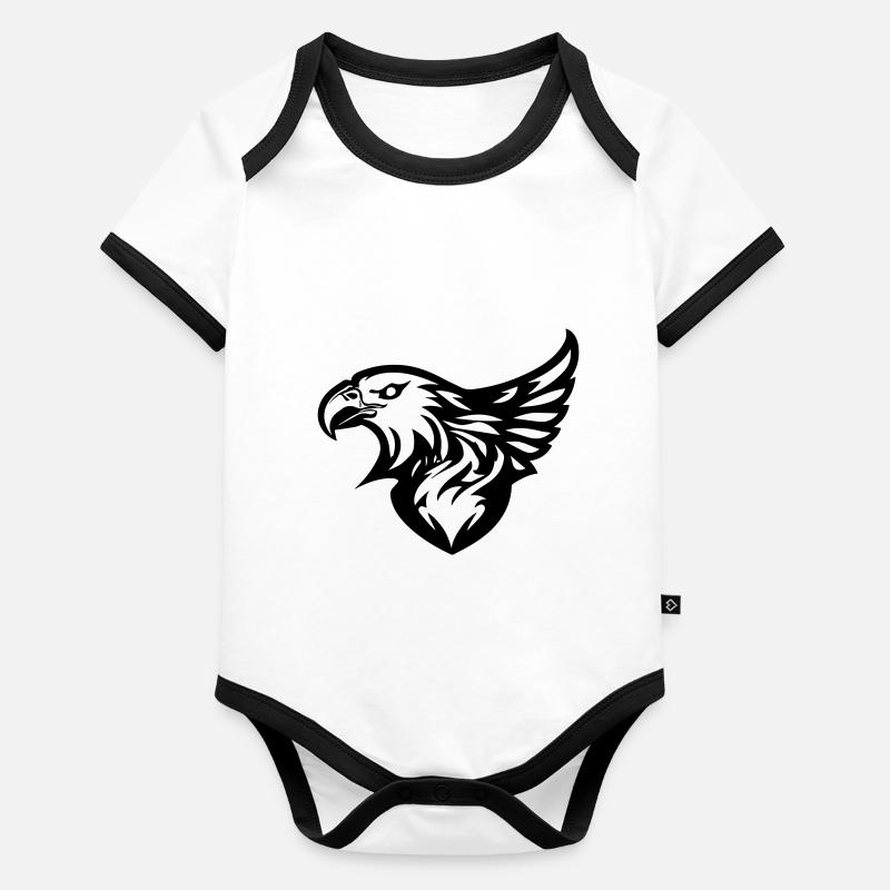 eagle's head with wing in profile on one side Organic Baby Contrasting Bodysuit