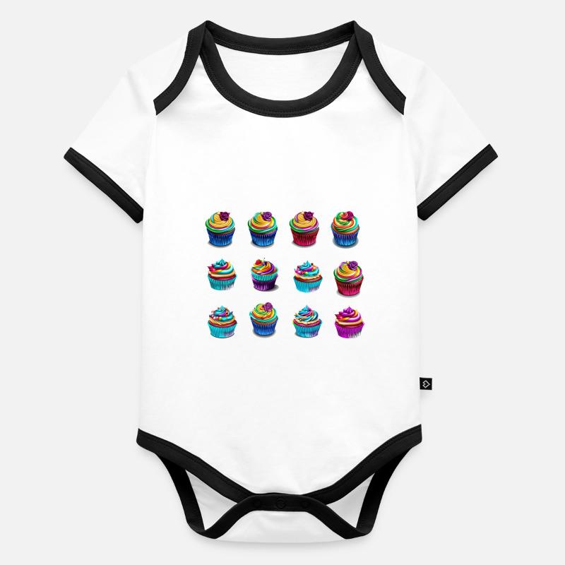Bunte Muffins einfach lecker Baby Bio-Kurzarm-Kontrastbody