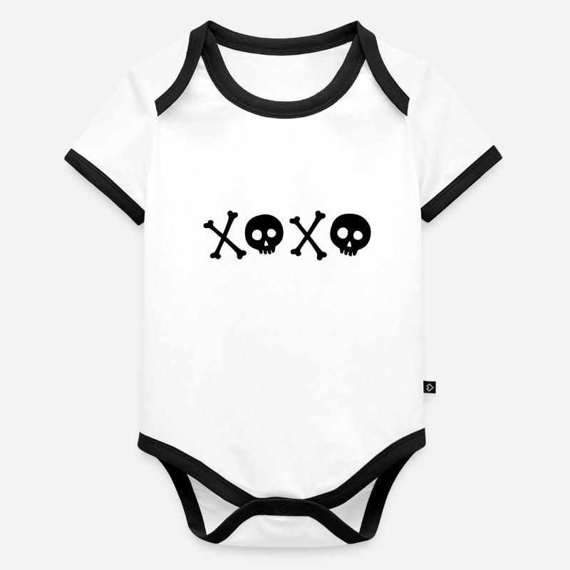 XOXO schwarzer Totenkopf Baby Bio-Kurzarm-Kontrastbody