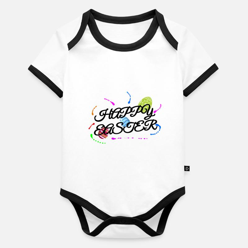 Frohe Ostern Osterfest Baby Bio-Kurzarm-Kontrastbody