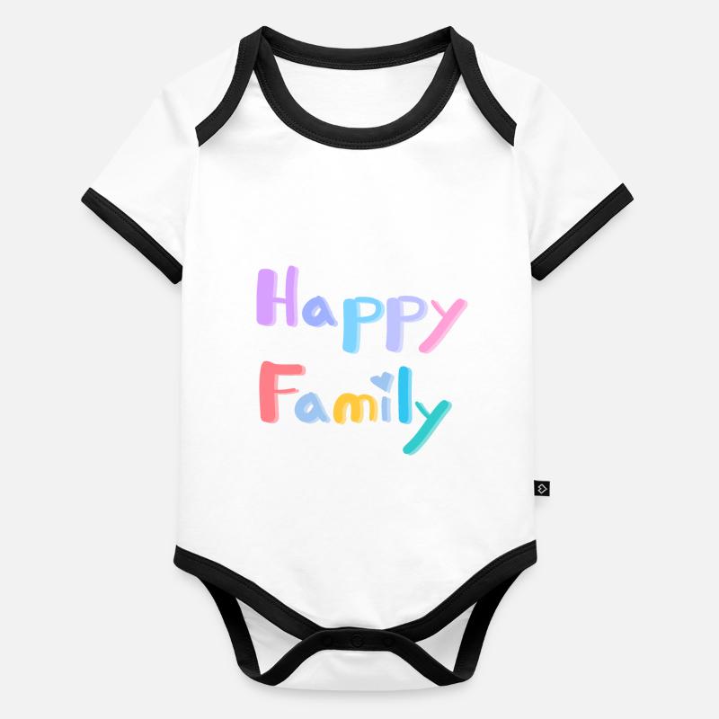 TEXTE DE FAMILLE HEUREUSE Body Bébé bio contrasté manches courtes