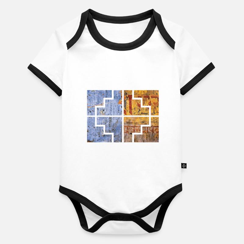 Geometrische Farben Baby Bio-Kurzarm-Kontrastbody