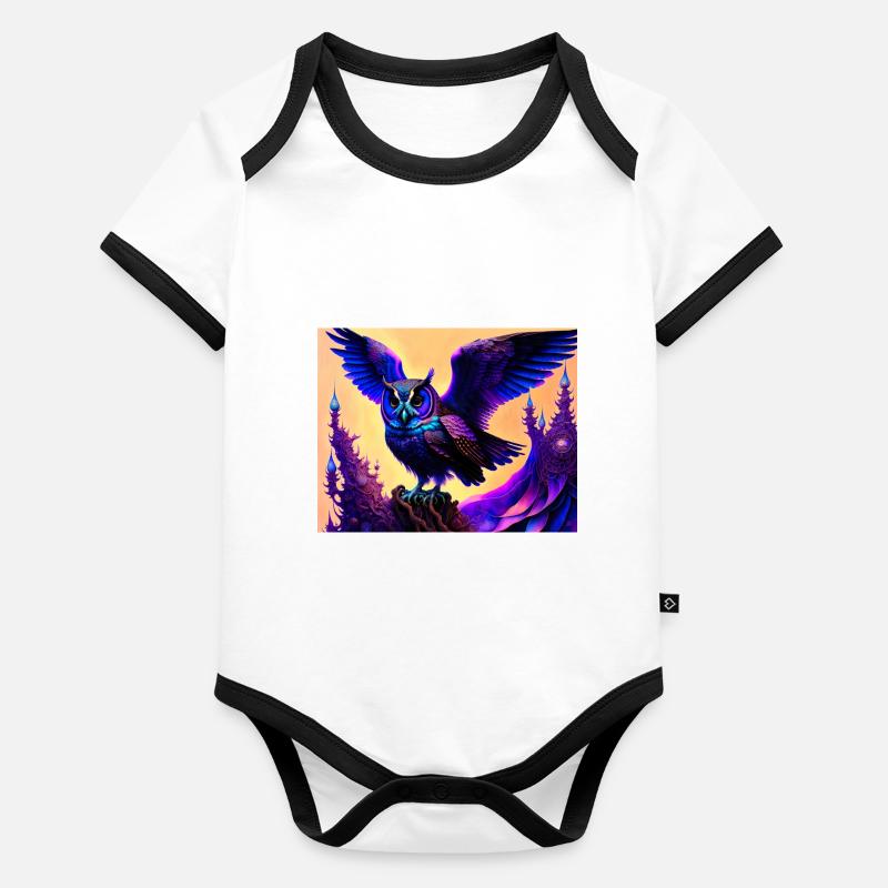 Hibou Body Bébé bio contrasté manches courtes