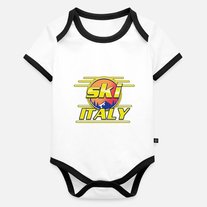 Ski Italie Body Bébé bio contrasté manches courtes
