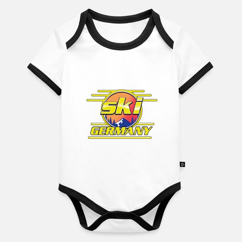 Ski Deutschland Ski-Logo im Retro-Stil Baby Bio-Kurzarm-Kontrastbody